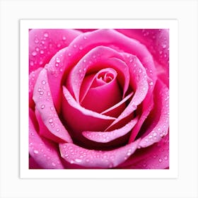 Pink Rose With Water Droplets 7 Art Print