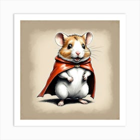 Hamster In Red Cape Art Print