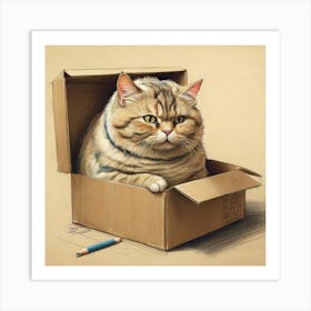 Cat In A Box 15 Art Print