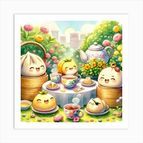 Asian Tea Party dim sum Art Print