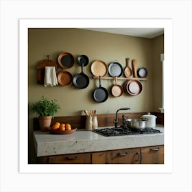 Kitchen With Pots And Pans Art Print