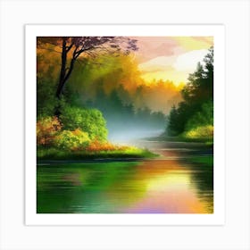 Sunset In The Forest 29 Art Print