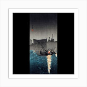 Night At The Harbor Art Print