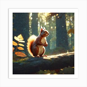 Squirrel In The Forest 83 Art Print