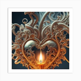 A Golden Heart Made Of Candle Smoke 1 Art Print