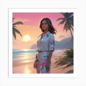 Woman On The Beach Art Print