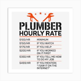 Plumbing Plumber Vintage Plumber Hourly Rate Art Print