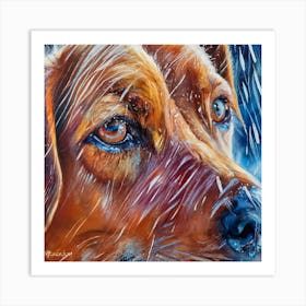 Dog In The Rain Art Print