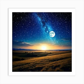 Firefly Celestial Moonlit Horizon Beneath A Starry Sky 34603 (2) Art Print