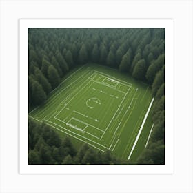 Football Field In The Forest Art Print