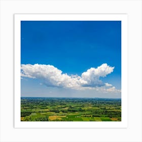 Cloudscape Dominated By Billowing White Cumulus Clouds Under A Bright Blue Sky Gentle Sunlight Cast (5) Art Print