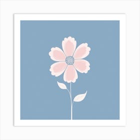 A White And Pink Flower In Minimalist Style Square Composition 156 Art Print