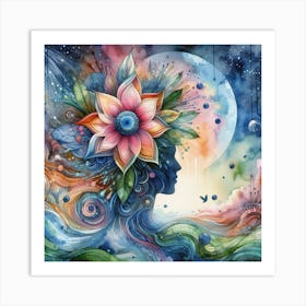 Flower In The Head Art Print