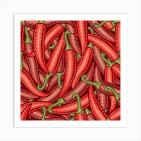 Seamless Chili Pepper Pattern Art Print