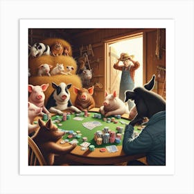 Pigs Playing Poker Art Print