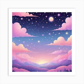 Sky With Twinkling Stars In Pastel Colors Square Composition 220 Art Print
