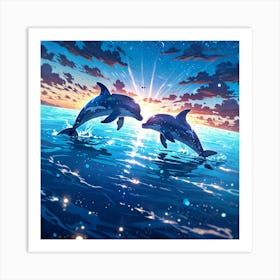 Dolphins In The Ocean Art Print