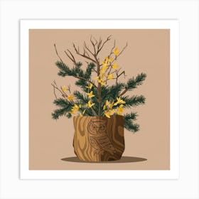 Illustration Of An Owl In A Pot Art Print