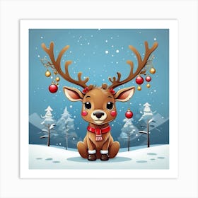 Christmas Reindeer 3 Art Print