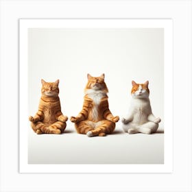 Three cats meditating 1 Art Print