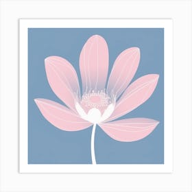 A White And Pink Flower In Minimalist Style Square Composition 510 Art Print