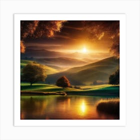 Sunset In The Mountains 51 Art Print