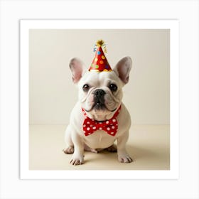 French Bulldog With Party Hat Art Print