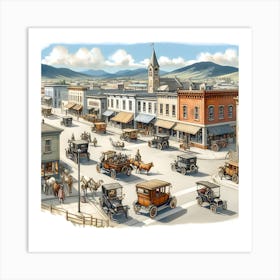 Early America & The Automobile ~Reimagined 1 Art Print