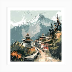 Bhutan Village Art Print