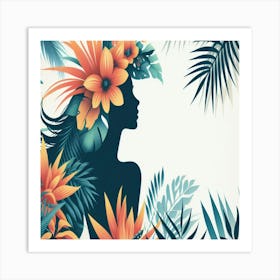 Hawaiian Girl Silhouette Art Print