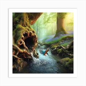 Kingfisher In The Forest 1 Art Print