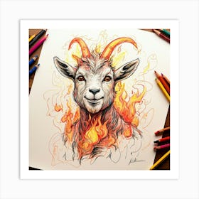 Goat On Fire 64 Art Print