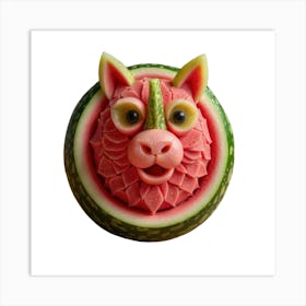 Watermelon Cat Art Print