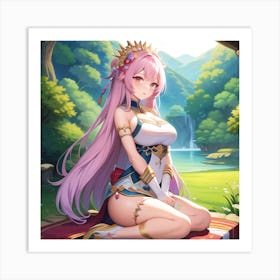 Anime Girl With Pink Hair Art Print