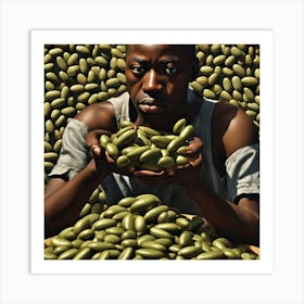 Man Eats Green Beans Art Print