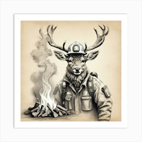 Deer With Horns Art Print