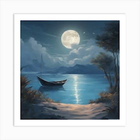 Moonlight On The Water Art Print