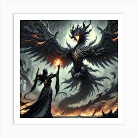 Queen Sorath Dark Flame Phoenix Art Print