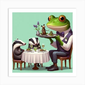 Frog And Badgers Art Print