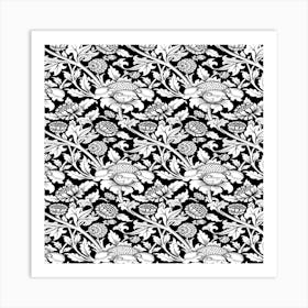 Black And White Floral Pattern 2 Art Print