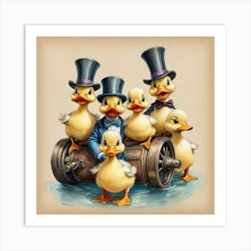 Ducks On A Boat 1 Art Print