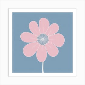 A White And Pink Flower In Minimalist Style Square Composition 407 Art Print