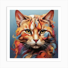 Cat With Colorful Hair Art Print