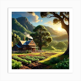 Farm In The Countryside Art Print