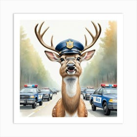 Deer Police Officer 3 Art Print