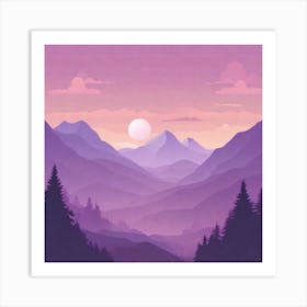 Misty mountains background in purple tone 52 Art Print