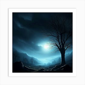 Dark Night In The Forest Art Print