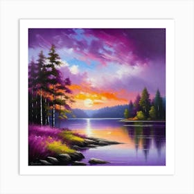 Sunset By The Lake 78 Art Print