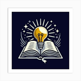 Books With Bulb Idea Design Glowing Bulb On Book Ideas (1) Art Print