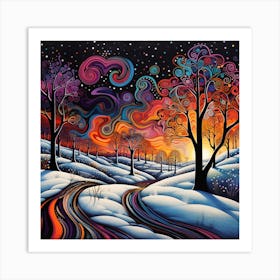 Winter Landscape Painting 1 Art Print